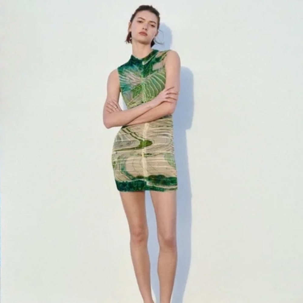 ZARA PRINTED TULLE DRESS 5039/330/064/15